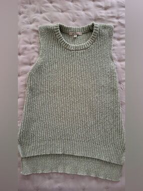 Green Sleeveless Sweater Tank Knit Top Casual Size M